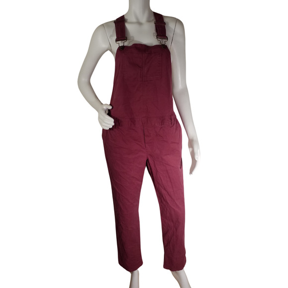 The Nines by Hatch Womens Overalls Pants Pockets Red Maternity Racerback Size 8 - Picture 1 of 7